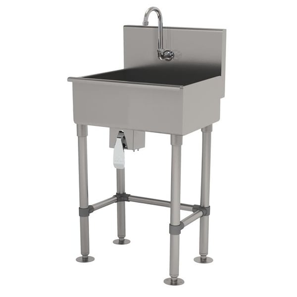 1 Stat 16 Ga. 304 SS Floor Mt Square Corner Sink - Knee Operated